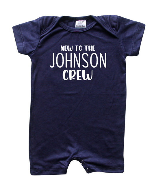 New to the Crew Personalized Family Silky Baby Romper Shorts for Boys and Girls