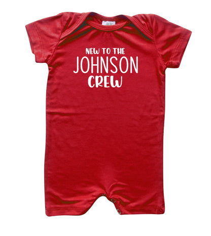 New to the Crew Personalized Family Silky Baby Romper Shorts for Boys and Girls