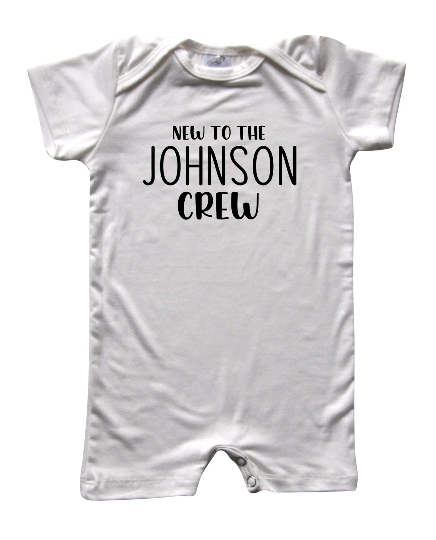 New to the Crew Personalized Family Silky Baby Romper Shorts for Boys and Girls Off White