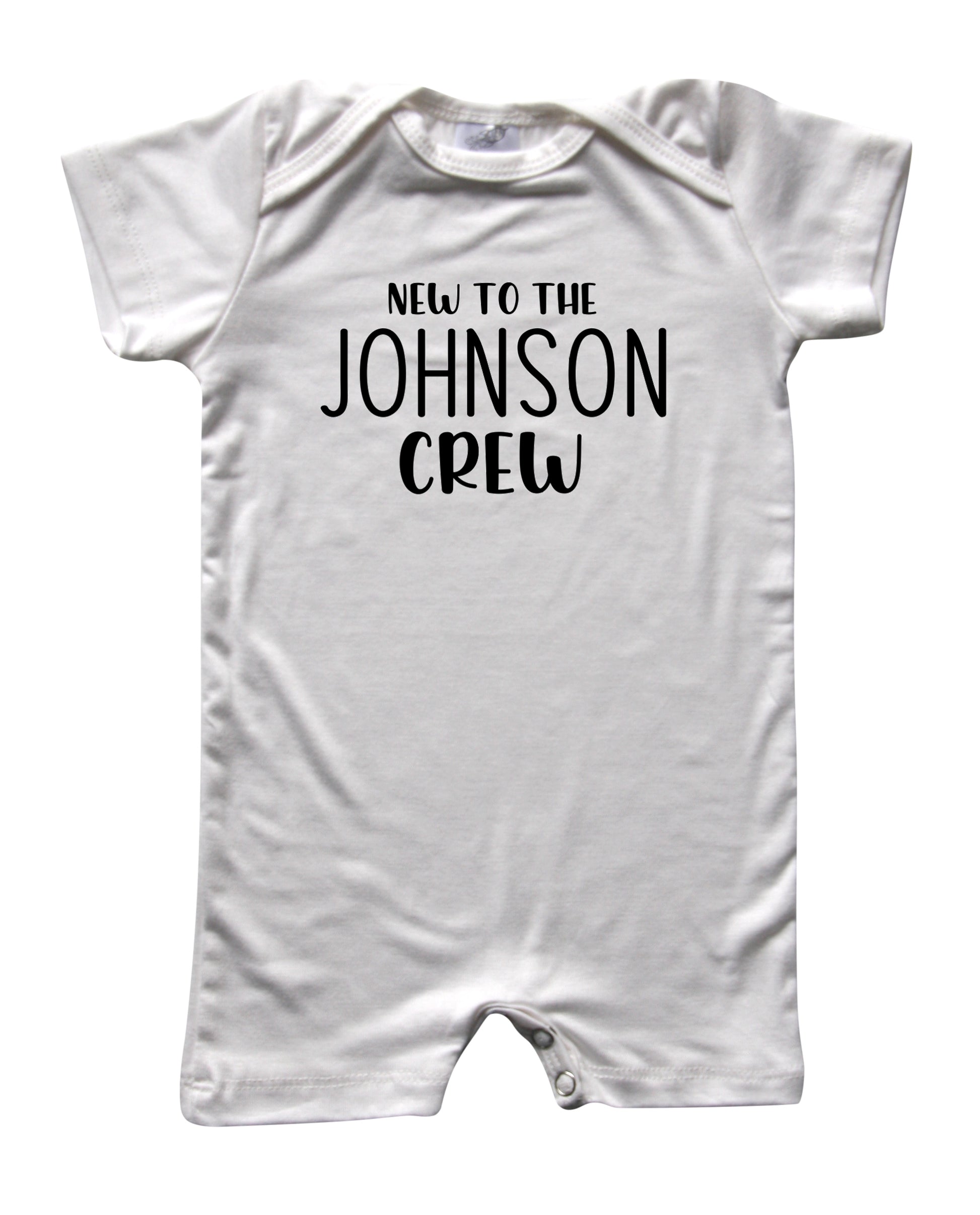 New to the Crew Personalized Family Silky Baby Romper Shorts for Boys and Girls Off White