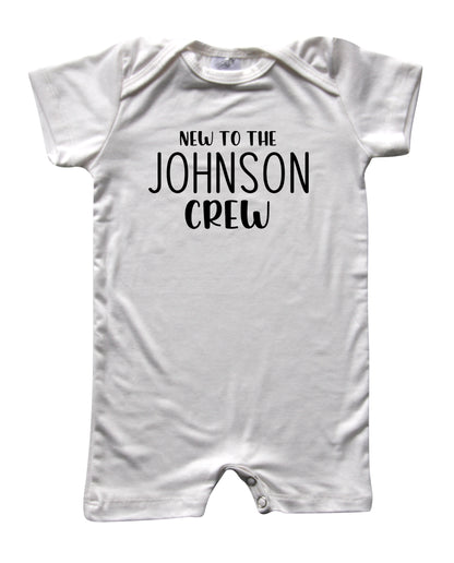 New to the Crew Personalized Family Silky Baby Romper Shorts for Boys and Girls Off White