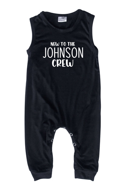 New to the Crew Personalized Custom Silky Sleeveless Baby Romper for Boys and Girls-Gender Neutral