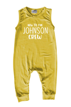 New to the Crew  Personalized Custom Silky Sleeveless Baby Romper (+ Headband) for Boys and Girls-Gender Neutral