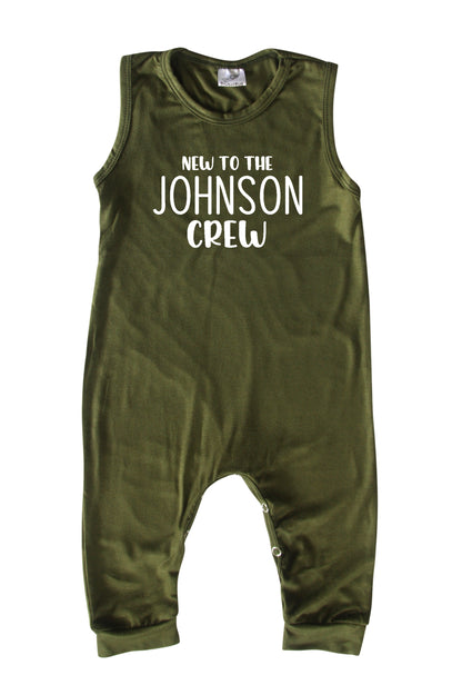 New to the Crew Personalized Custom Silky Sleeveless Baby Romper for Boys and Girls-Gender Neutral