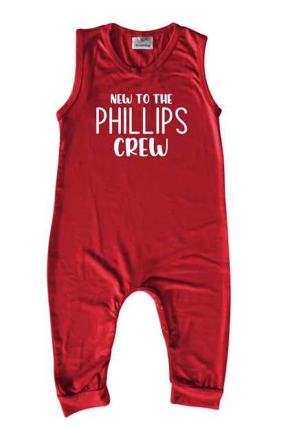 New to the Crew Personalized Custom Silky Sleeveless Baby Romper for Boys and Girls-Gender Neutral