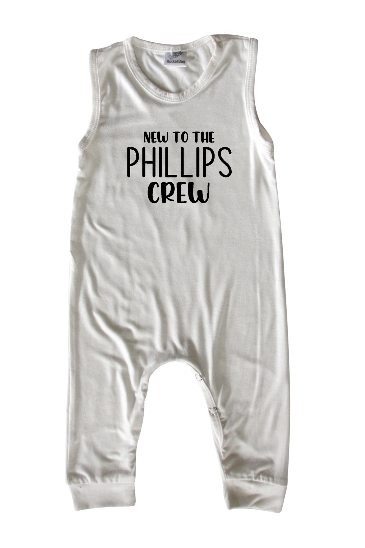 New to the Crew Personalized Custom Silky Sleeveless Baby Romper for Boys and Girls-Gender Neutral