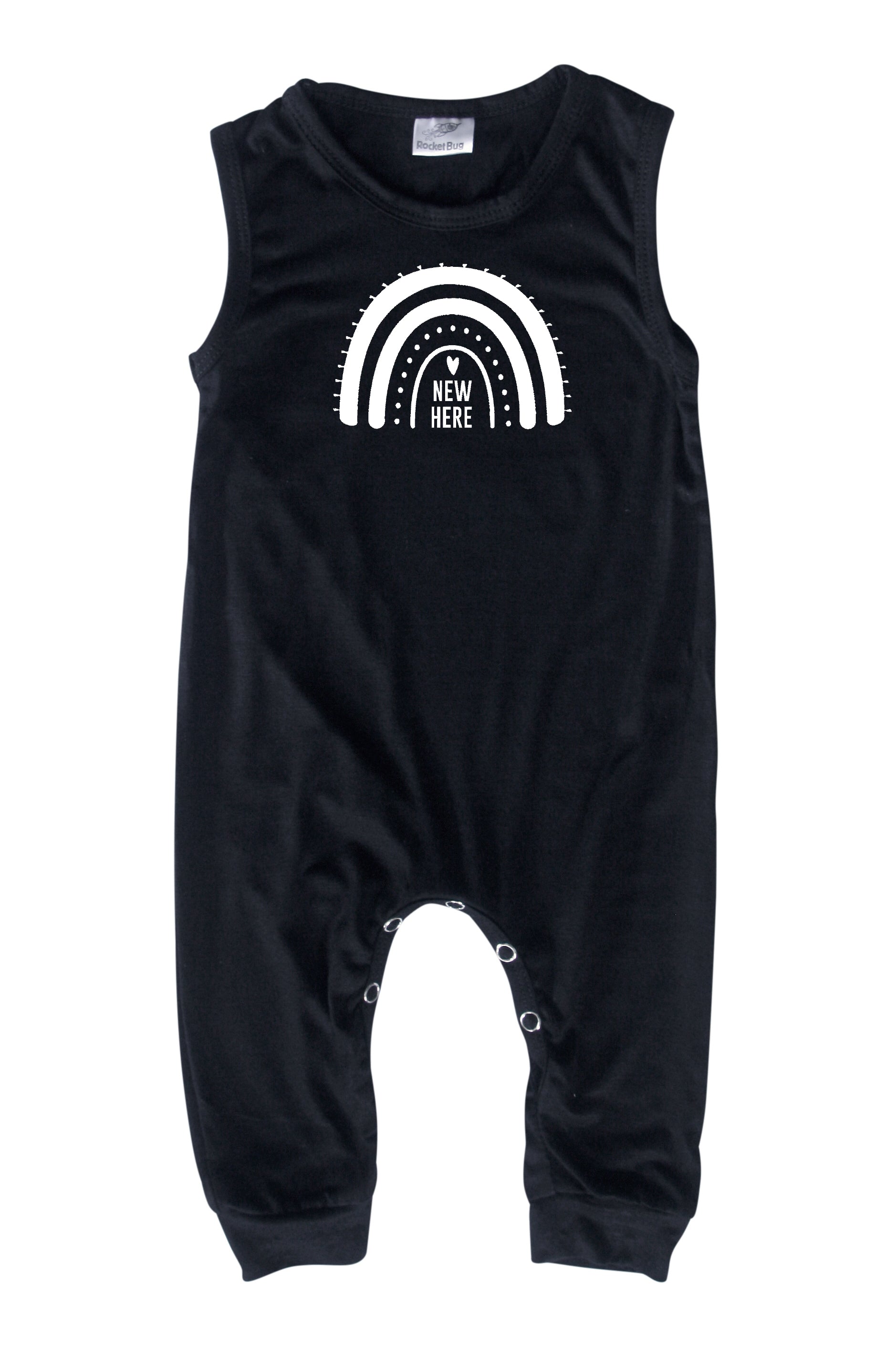 New Here Rainbow Silky Sleeveless Baby Romper for Boys and Girls