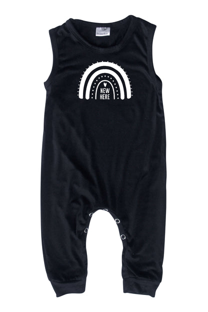 New Here Rainbow Silky Sleeveless Baby Romper for Boys and Girls
