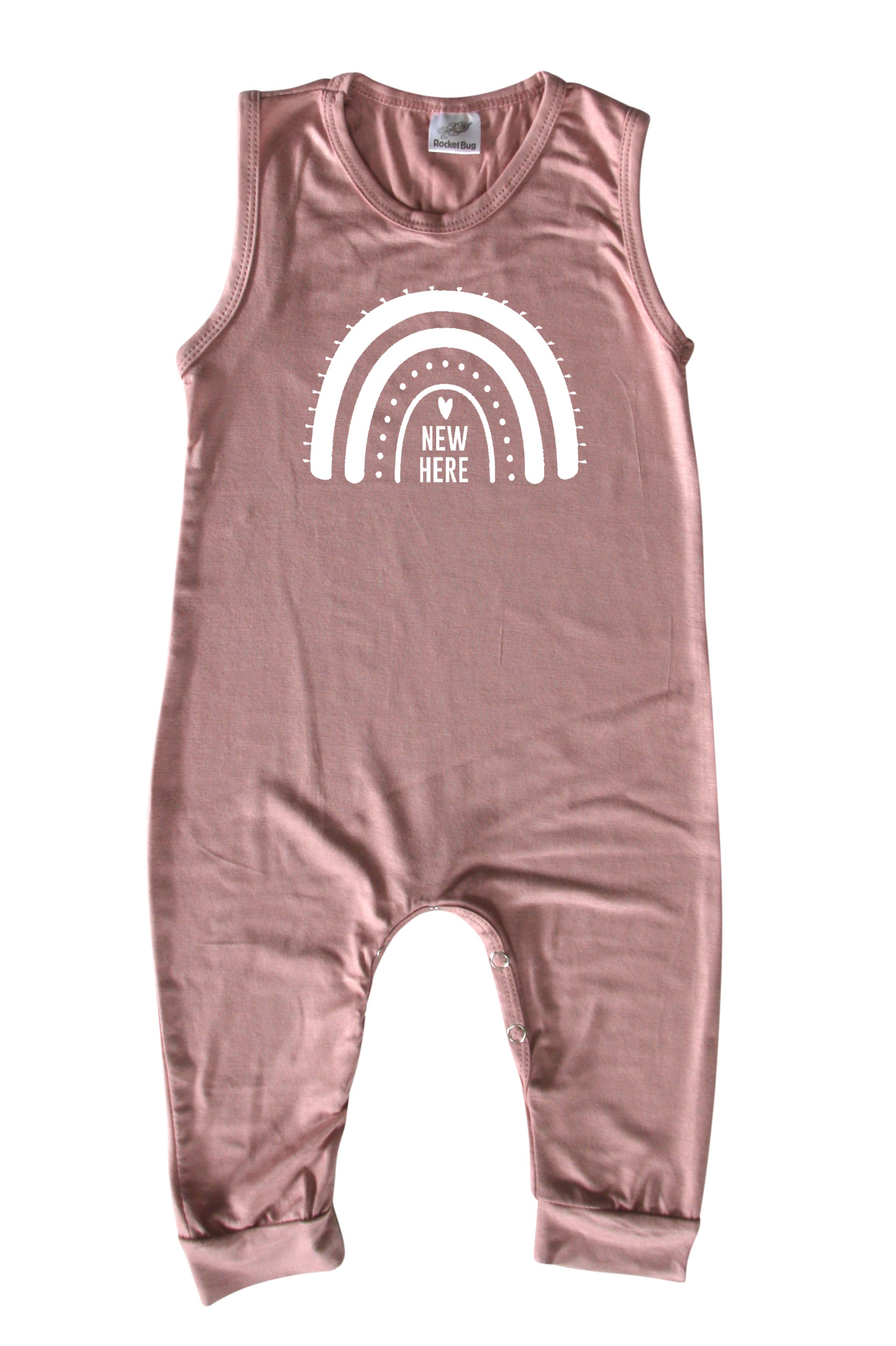 New Here Rainbow Silky Sleeveless Baby Romper for Boys and Girls