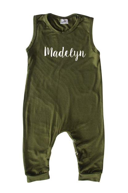 "Lush" Personalized Custom Silky Sleeveless Baby Romper for Boys and Girls