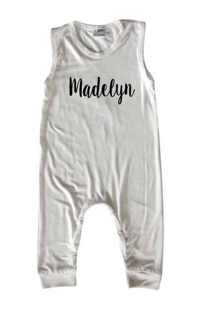 "Lush" Personalized Custom Silky Sleeveless Baby Romper for Boys and Girls
