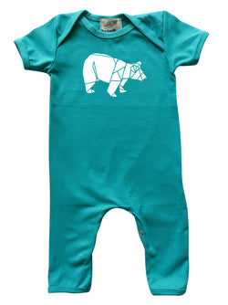 Woodland Teal Baby Romper for Boys and Girls