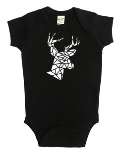 Origami Deer Silhouette Baby Bodysuit
