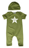 Origami Star Baby Romper with Matching Hat/Headband