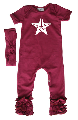 Origami Star Baby Romper with Matching Hat/Headband
