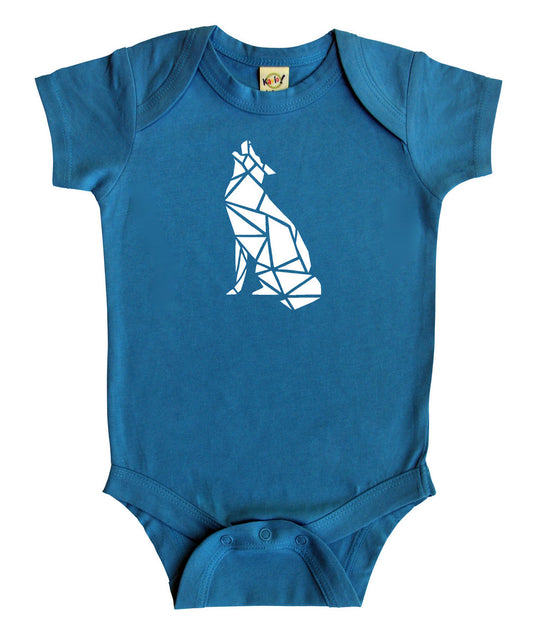 Origami Wolf Silhouette Baby Bodysuit