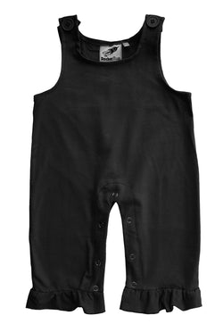 Girls Baby and Toddler Overalls - Black with Ruffles