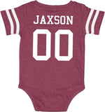 Custom Football Team Jersey Baby Bodysuit Personalized with Name and Number (Front & Back)