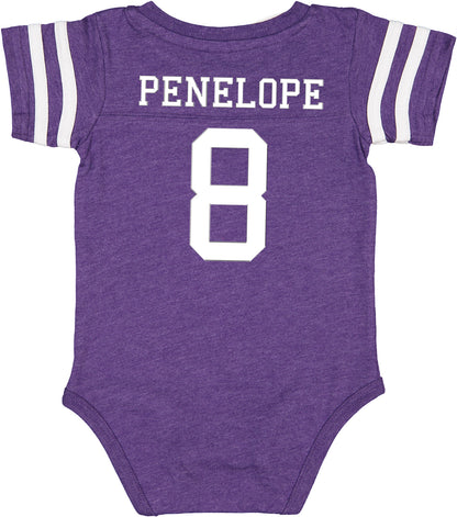 Custom Football Jersey Baby Bodysuit Personalized with Name and Number (Front & Back)