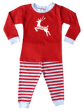 Holiday Christmas Red & White Striped Graphic Pajamas for Babies, Toddlers, & Big Kids