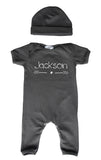 Personalized Baby Romper for Boys with Star & Arrow (Matching Hat Included)