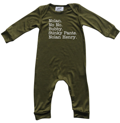Personalized Nickname Custom Silky Long Sleeve Baby Romper
