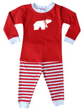 Holiday Christmas Red & White Striped Graphic Pajamas for Babies, Toddlers, & Big Kids