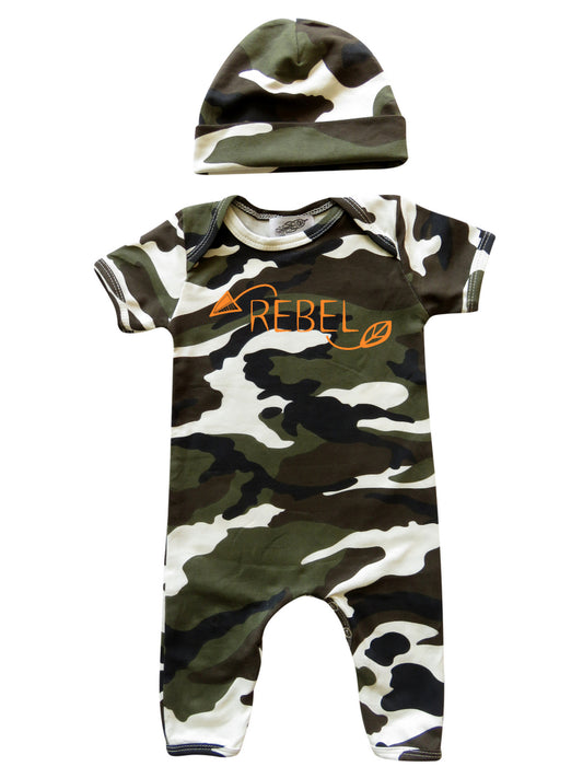 'Rebel' Arrows Baby Romper with Matching Hat