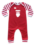 Holiday- Red and White Striped Christmas Long Sleeve Baby Jumpsuit Romper