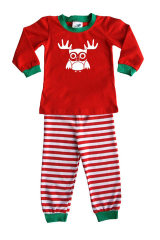 Holiday Reindeer Owl Silhouette Baby Pajama Set