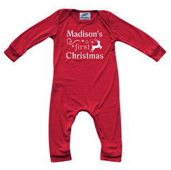Personalized First Christmas Silky Long Sleeve Baby Romper for Boys and Girls
