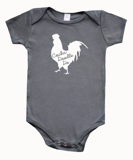 Farm Animal Silhouette Baby Bodysuit-Rooster Brown