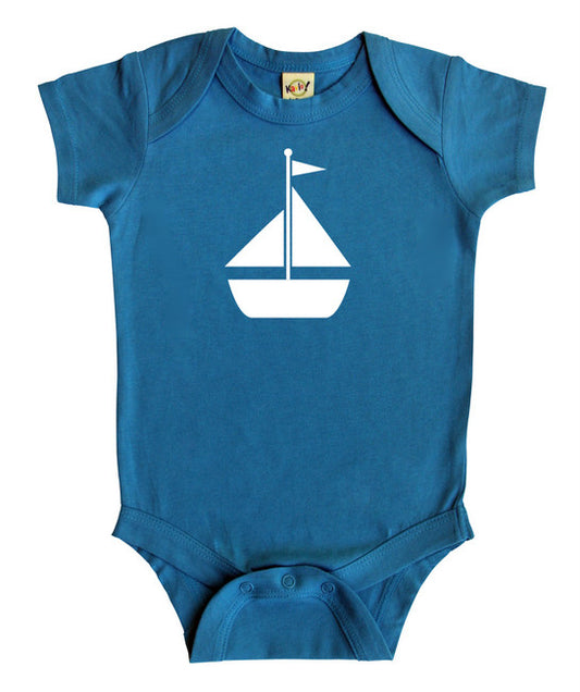 Transportation Silhouette Baby Bodysuit-Sailboat Turquoise