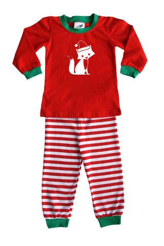 Holiday Santa Fox Silhouette Baby Pajama Set