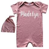 'Lush'  Personalized Custom Silky Baby Romper Shorts (+ Hat or Headband)  for Boys and Girls-Gender Neutral