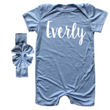 'Lush'  Personalized Custom Silky Baby Romper Shorts (+ Hat or Headband)  for Boys and Girls-Gender Neutral