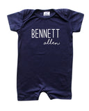 Personalized First + Middle Name (Modern Cursive) Silky Baby Romper Shorts for Boys and Girls-Gender Neutral