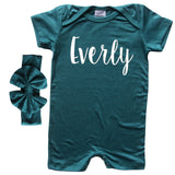 'Lush'  Personalized Custom Silky Baby Romper Shorts (+ Hat or Headband)  for Boys and Girls-Gender Neutral