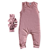 Silky Sleeveless Baby Romper (+ Headband) for Boys and Girls-Gender Neutral