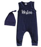 'Lush'  Personalized Custom Silky Sleeveless Baby Romper (+ Hat)  for Boys and Girls-Gender Neutral