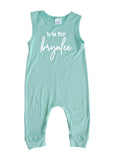 Initial Personalized Custom Silky Sleeveless Baby Romper (+ Hat)  for Boys and Girls-Gender Neutral