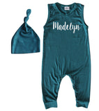 'Lush'  Personalized Custom Silky Sleeveless Baby Romper (+ Hat)  for Boys and Girls-Gender Neutral