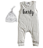 'Lush'  Personalized Custom Silky Sleeveless Baby Romper (+ Hat)  for Boys and Girls-Gender Neutral