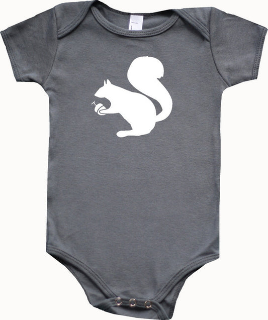 Woodland Animal Silhouette Baby Bodysuit-Squirrel