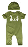 Succulent  Baby Romper with Matching Hat/Headband