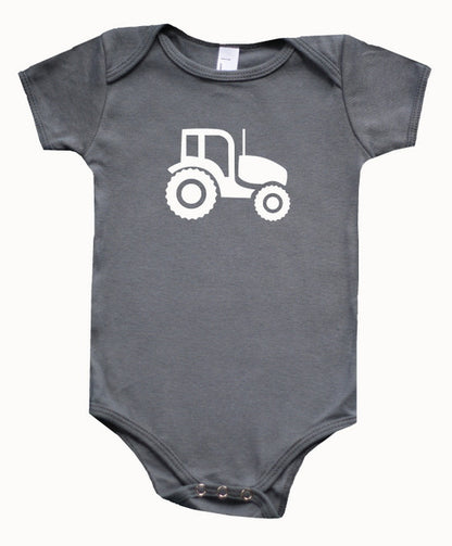Farm Animal Silhouette Baby Bodysuit-Tractor
