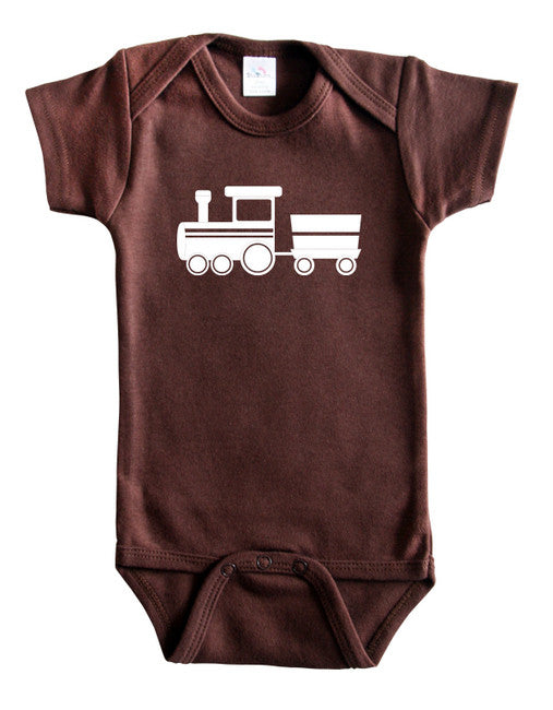 Transportation Silhouette Baby Bodysuit-Train Brown
