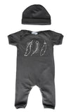 Wispy Feathers Romper for Boys and Girls with Matching Hat/Headband