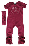 Wispy Feathers Romper for Boys and Girls with Matching Hat/Headband
