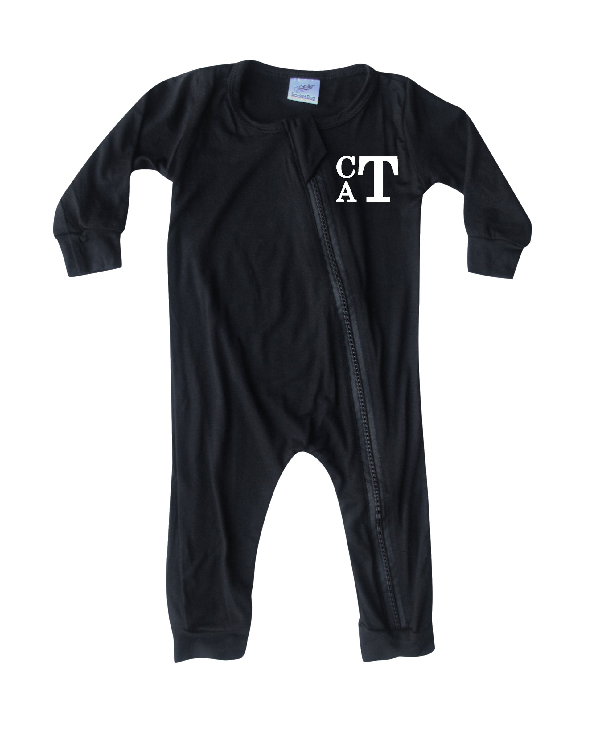 Personalized Initial Silky Long Sleeve Zipper Baby Romper